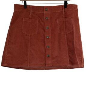 Aerie Red Corduroy Mini Skirt